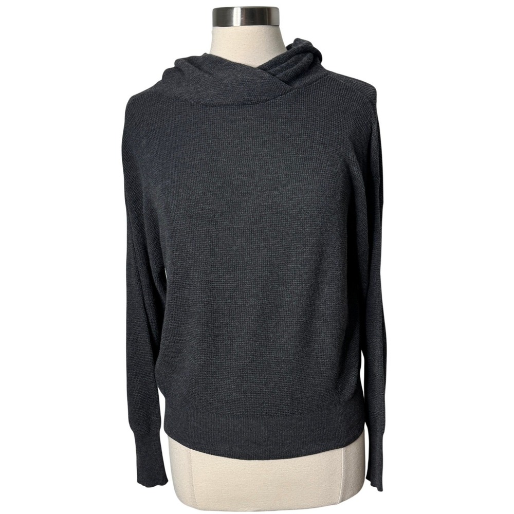 We Are Sundays Charcoal Grey Waffle Knit Cashmere Blend Hoodie Sweater Womens XS